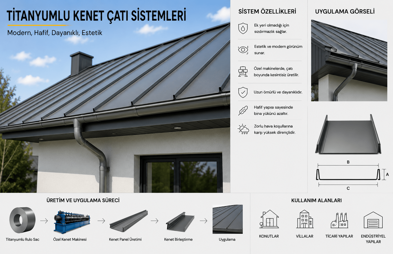 Metal Çatı Sistemleri, Kenet Çatı Sistemleri, Kent Çatı Sistemleri, Panel Çatı Sistemleri, Metal Kiremit Çatı Sistemleri, Kenet Cephe Uygulamaları, Eksiz Oluk Sistemleri, Bakır Oluk Sistemleri, Çinko Oluk Sistemleri, Titanyumlu Kenet Çatı Sistemleri, Çatı Kaplama Sistemleri, Modern Çatı Sistemleri, Endüstriyel Çatı Sistemleri, Çatı Yalıtımı, Metal Cephe Kaplama, Yağmur Oluk Sistemleri, Çelik Çatı Sistemleri, Estetik Çatı Çözümleri, Dayanıklı Çatı Sistemleri, Profesyonel Çatı Uygulamaları, Mimari Çatı Çözümleri, Su Yalıtım Sistemleri, Çatı Renovasyonu, Kenet Panel Sistemleri, Yapı Cephe Sistemleri